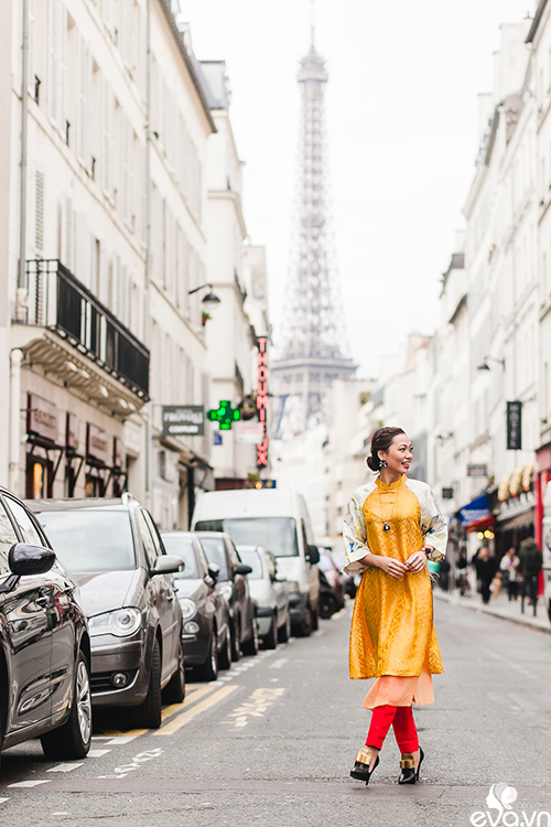Nao lòng ngắm áo dài Việt tha thướt trên đường phố Paris - 4