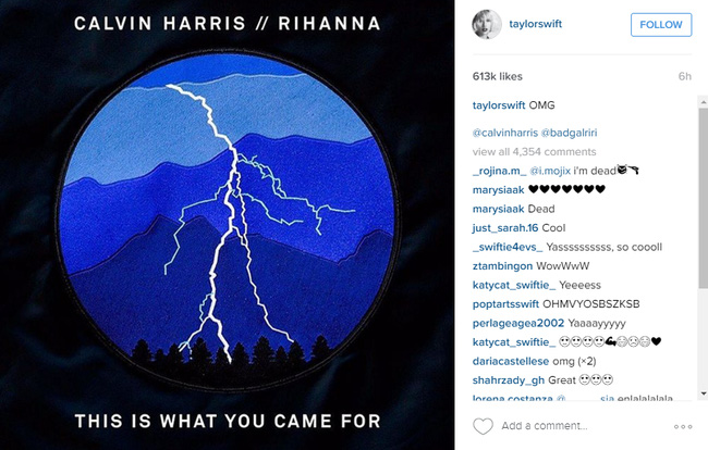 Calvin Harris tái hợp Rihanna, Taylor Swift phấn khích lăng xê trên Instagram - Ảnh 2.