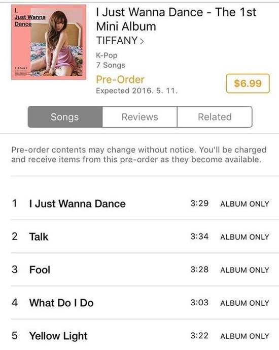 Tracklist album của Tiffany.