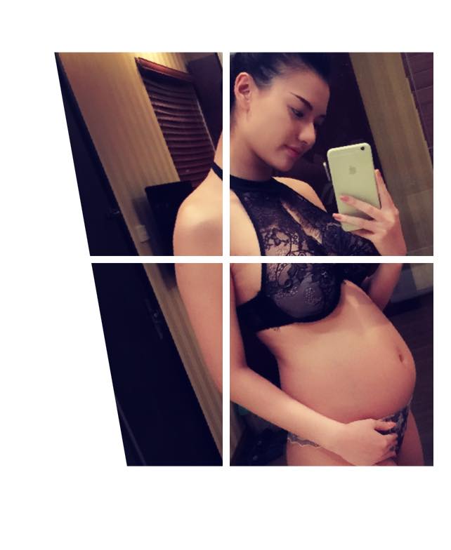 Tháng thứ 6 thai kỳ, Hồng Quế khoe bụng bầu và vẻ gợi cảm với nội y - Ảnh 1.