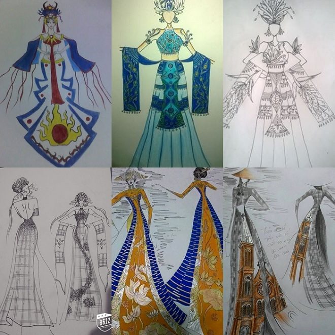 Những thiết kế Quốc phục do giới mộ điệu đăng tải trên một diễn đàn về hoa hậu.