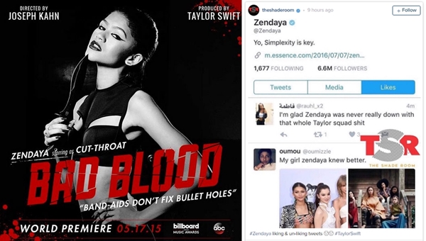 Zendaya vào cuộc khi like 2 tweet nói xỏ Taylor. Nữ ca sĩ này trước đây đã từng tham gia cameo trong MV Bad Blood của đồng nghiệp.
