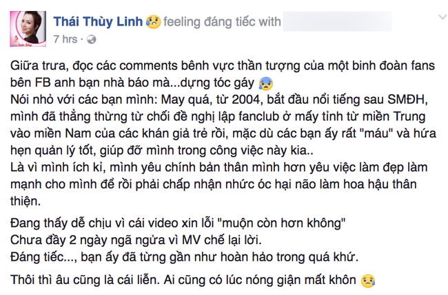 Thái Thùy Linh đá xoáy Mỹ Tâm: Ai cũng có lúc nóng giận mất khôn - Ảnh 1.