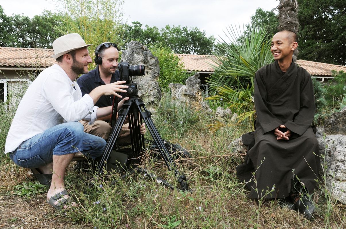 resized58_Marc J Francis (left) & Max Pugh (right) on location in Plum Village Monastery France_photo by Anne-Sophie Mauffre 003