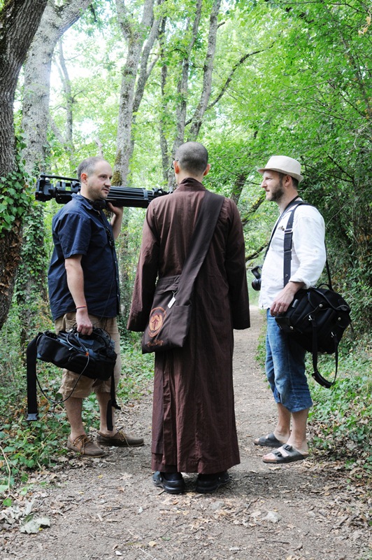 resized63_Max Pugh (left) & Marc J Francis (right) on location in Plum Village Monastery France_photo by Anne-Sophie Mauffre 005