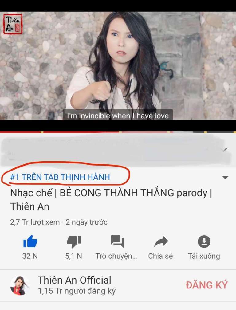 Bẻ cong thành thẳng đạt top 1 trending trên Youtube 2