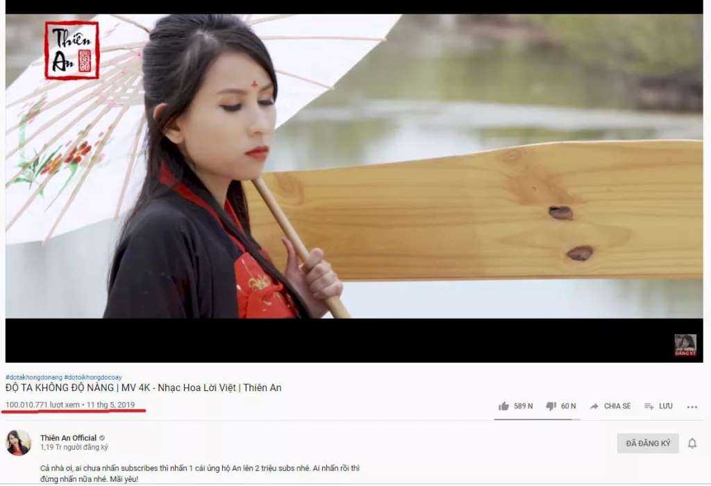 Độ ta không độ nàng đạt 100 triệu lượt xem trên Youtube