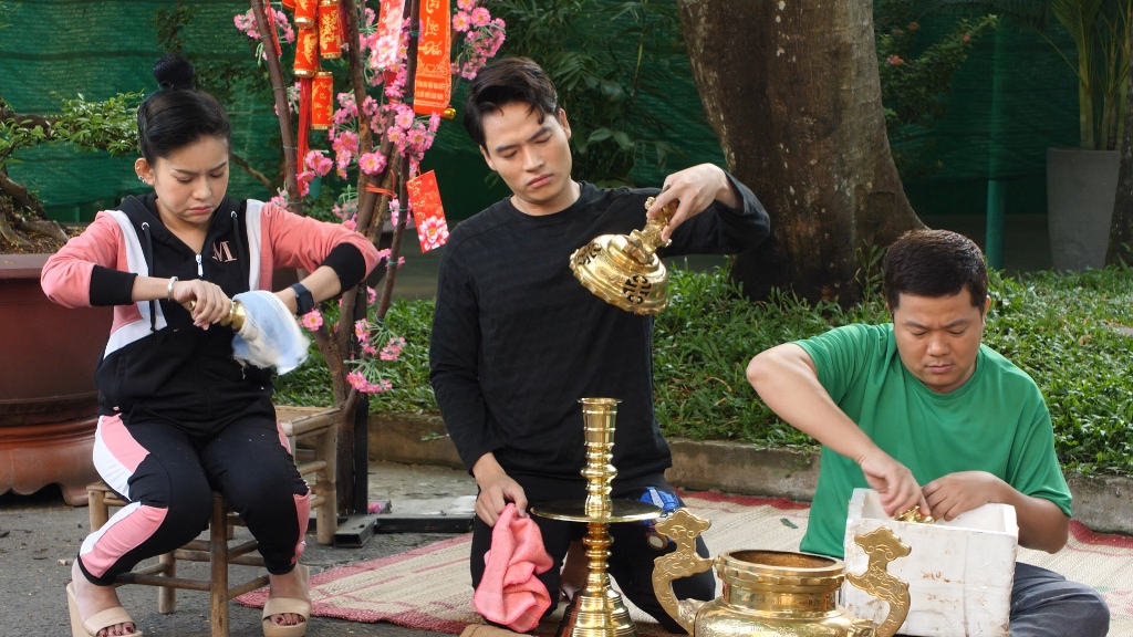 Trung Dan, Thanh Thuy, Hoang Meo, Binh Tinh, Vo Tan Phat, Kieu Ngan trong tap phim Tet la de nghi ngoi (6)